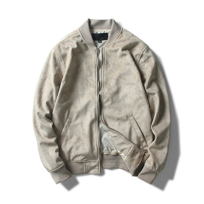 Oem Factory Manufacturer Custom Logo Causal Slim Fit Cotton Suede Leather  Zip Up  Bomber Jackets