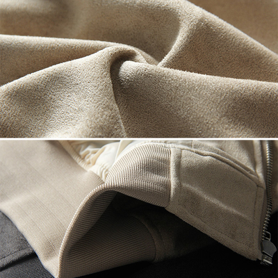 Oem Factory Manufacturer Custom Logo Causal Slim Fit Cotton Suede Leather  Zip Up  Bomber Jackets