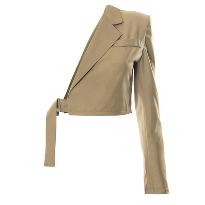 Oem Factory Manufacturer Custom Logo Solid Suit Jacket One-Shoulder Single Long-Sleeved  Women Fancy coats