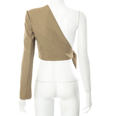 Oem Factory Manufacturer Custom Logo Solid Suit Jacket One-Shoulder Single Long-Sleeved  Women Fancy coats