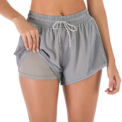 Oem Factory Manufacturer Custom Logo Summer Women'S  Exercise Youth Double-Layer  Fitness Quick Dry Shorts