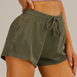 Oem Factory Manufacturer Custom Logo Summer Women'S  Exercise Youth Double-Layer  Fitness Quick Dry Shorts