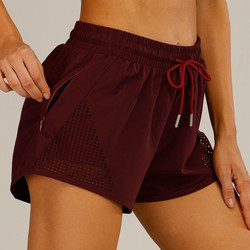 Oem Factory Manufacturer Custom Logo Summer Women'S  Exercise Youth Double-Layer  Fitness Quick Dry Shorts
