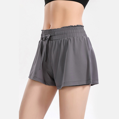 Oem Factory Manufacturer Custom Logo High-Waist Loose Shorts Women Breathable Running Mesh Training Fitness Shorts