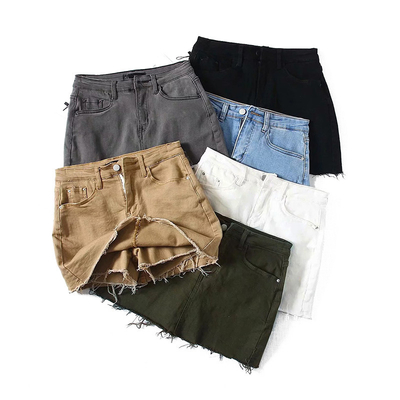 Oem Factory Manufacturer Custom Logo Flexible Mini Denim High Waisted Skirts With Built In Shorts