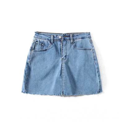 Oem Factory Manufacturer Custom Logo Flexible Mini Denim High Waisted Skirts With Built In Shorts