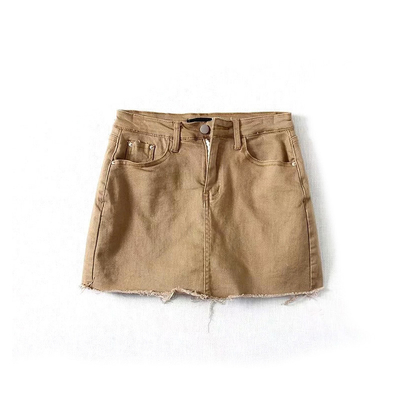 Oem Factory Manufacturer Custom Logo Flexible Mini Denim High Waisted Skirts With Built In Shorts