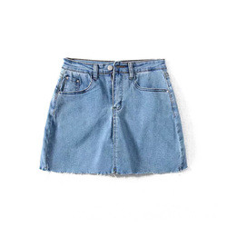 Oem Factory Manufacturer Custom Logo Flexible Mini Denim High Waisted Skirts With Built In Shorts