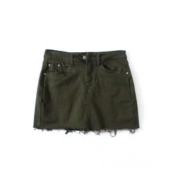 Oem Factory Manufacturer Custom Logo Flexible Mini Denim High Waisted Skirts With Built In Shorts