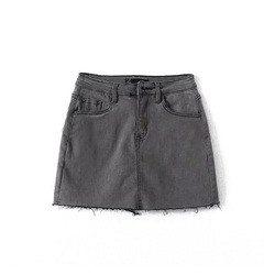 Oem Factory Manufacturer Custom Logo Flexible Mini Denim High Waisted Skirts With Built In Shorts