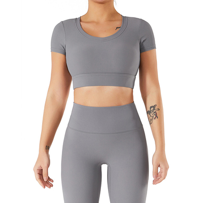 Oem Factory Manufacturer Custom Logo Crop Top Fast Dry Midriff Baring Shirts