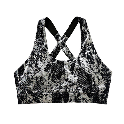 Oem Factory Manufacturer Custom Logo Bras Gold Snake Print Cross Back Yoga Bra