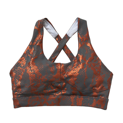 Oem Factory Manufacturer Custom Logo Bras Gold Snake Print Cross Back Yoga Bra
