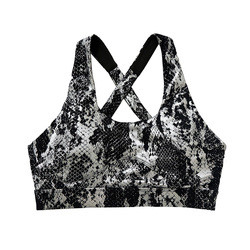 Oem Factory Manufacturer Custom Logo Bras Gold Snake Print Cross Back Yoga Bra