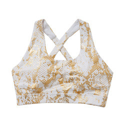 Oem Factory Manufacturer Custom Logo Bras Gold Snake Print Cross Back Yoga Bra
