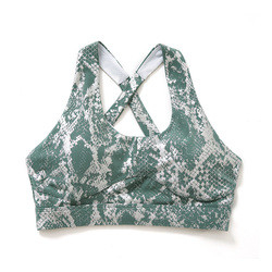 Oem Factory Manufacturer Custom Logo Bras Gold Snake Print Cross Back Yoga Bra