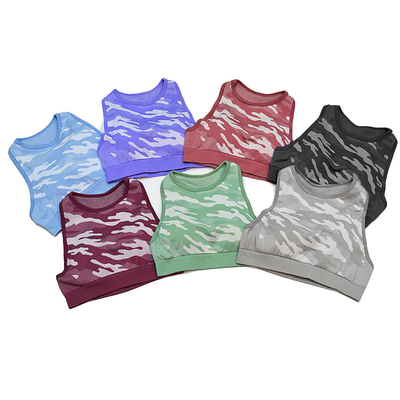 Oem Factory Manufacturer Custom Logo Spandex Ladies Sports Bras Army Camo Women Racer Back Tank