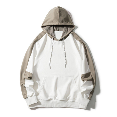 100% Cotton Cool Long Sleeve Sweatshirts Drop Shoulder Color Block Drawstring Hoodie