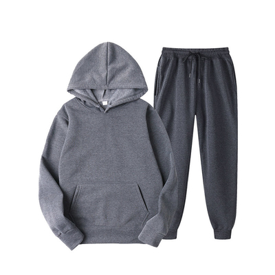 Unisex Loose Solid Tracksuits 80% Polyester 20% Cotton Hoodie With Front Pocket