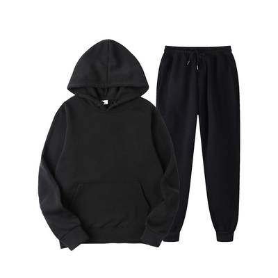 Unisex Loose Solid Tracksuits 80% Polyester 20% Cotton Hoodie With Front Pocket
