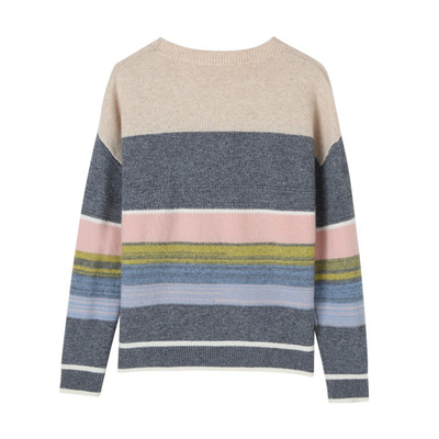 O Neck Striped Bespoke Sweaters Unisex Long Sleeve Knitted Pullover