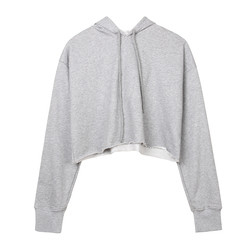 Custom Solid Long Sleeve Crop Top Spring Autumn Outerwear Anti Shrink