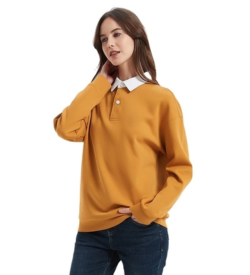 OEM Unisex 100% Cotton Long Sleeve Sweatshirts Loose Turn Down Collar Hoodie