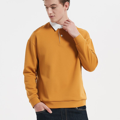 OEM Unisex 100% Cotton Long Sleeve Sweatshirts Loose Turn Down Collar Hoodie