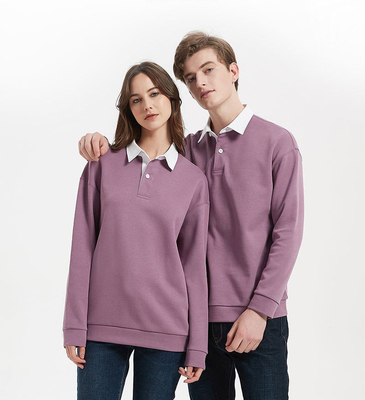 OEM Unisex 100% Cotton Long Sleeve Sweatshirts Loose Turn Down Collar Hoodie