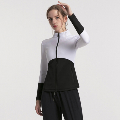 Full Zip Slim Football Training Tracksuits Stand Collar Colour Block Coat Women's