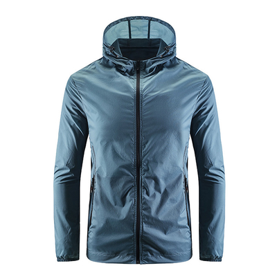 Stand Collar Mens Zip Up Windbreaker Casual Hooded Lightweight Hiking Jacket