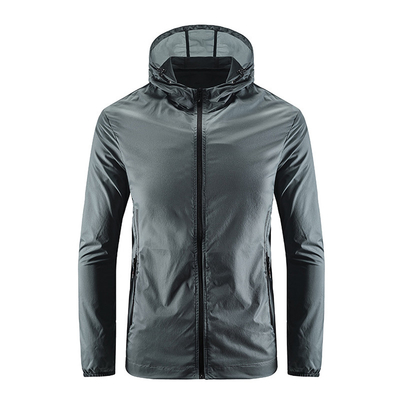 Stand Collar Mens Zip Up Windbreaker Casual Hooded Lightweight Hiking Jacket