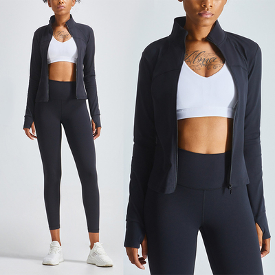 XL 2XL 3XL Long Sleeve Active Wear Elastic Women'S Full Zip Yoga Jacket