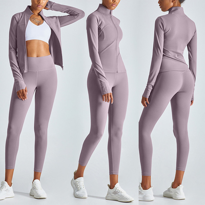 XL 2XL 3XL Long Sleeve Active Wear Elastic Women'S Full Zip Yoga Jacket