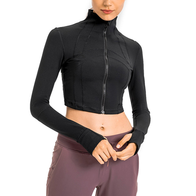 100% Polyester Lightweight Women Yoga Top Comfortable Long Sleeve Zip Up Coat