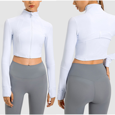 100% Polyester Lightweight Women Yoga Top Comfortable Long Sleeve Zip Up Coat