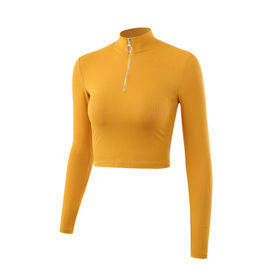 OEM Long Sleeve Yoga Top Women Front Quarter Zipper Stand Collar Yoga Wear